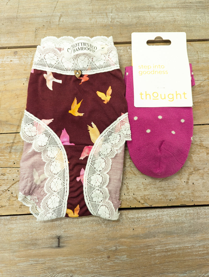 Giftbox Womens Bamboo Knicker & Sock Box