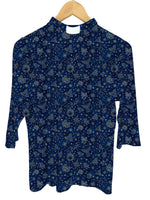 Lotties Eco Baptism & Communion Dresses Angels Navy Print 190gm Tailored Womens Bamboo Clergy SLEEVED Top