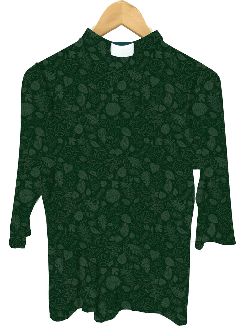 Lotties Eco Baptism & Communion Dresses Winter Green Print 190gm Tailored Womens Bamboo Clergy SLEEVED Top