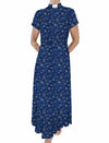 Lotties Eco Dress Angels Navy Print 190gm Tailored Womens Bamboo Clergy MAXI-SKATER Dress