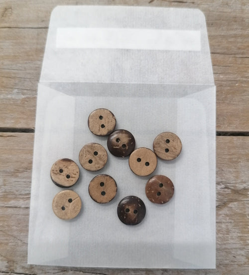 Lotties Eco Fabric Rounded buttons 1pk of 10 Coconut buttons x10 hearts & rounded