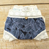 Lotties Eco Knickers Blue Leaf & White Lace Womens Hi-Leg Bamboo Knicker