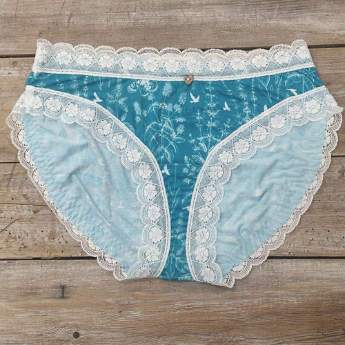 Lotties Eco Knickers Meadows Aqua - Medium SALE Womens Hi-Leg Bamboo Knicker