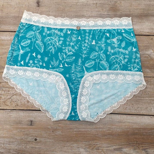 Lotties Eco Knickers Meadows Aqua - Medium SALE Womens Hi-Waist Bamboo Knicker