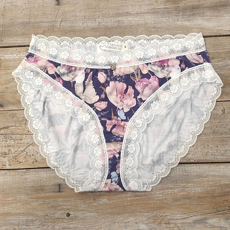 Lotties Eco Knickers Tulips - Medium SALE Womens Hi-Leg Bamboo Knicker