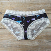 Lotties Eco Knickers Watercolour & White Lace Womens Bamboo Hipster Knickers
