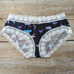 Lotties Eco Knickers Watercolour & White Lace Womens Bamboo Hipster Knickers