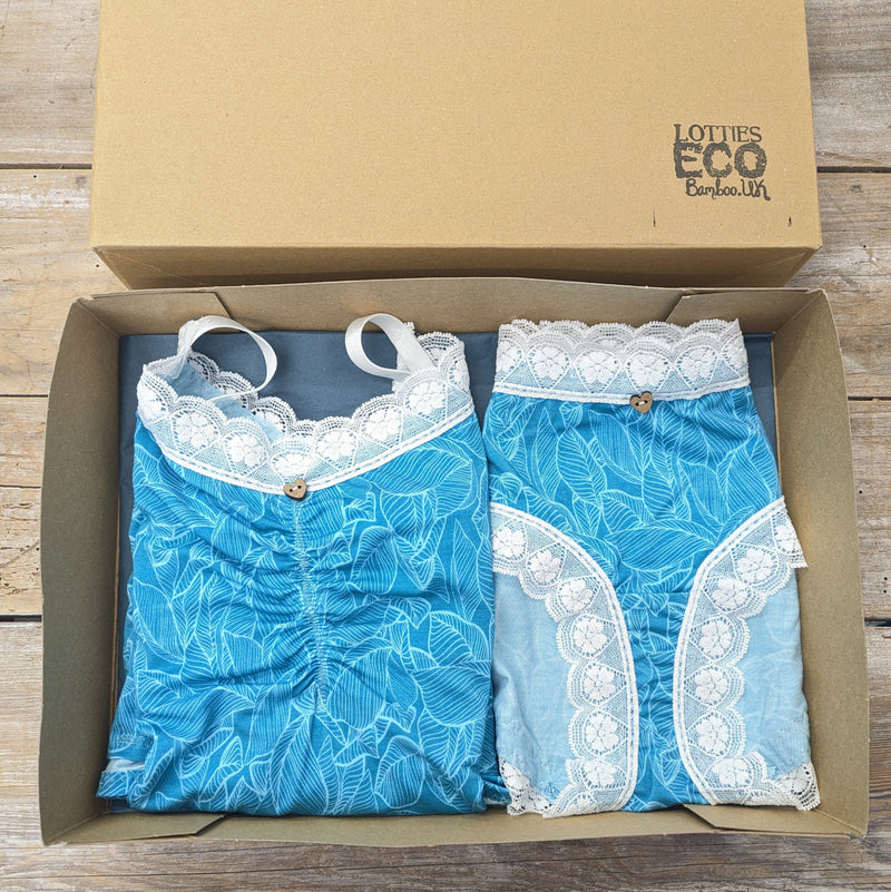 Lotties Eco Lingerie Aqua Leaf Womens Bamboo Cami & Knicker Set