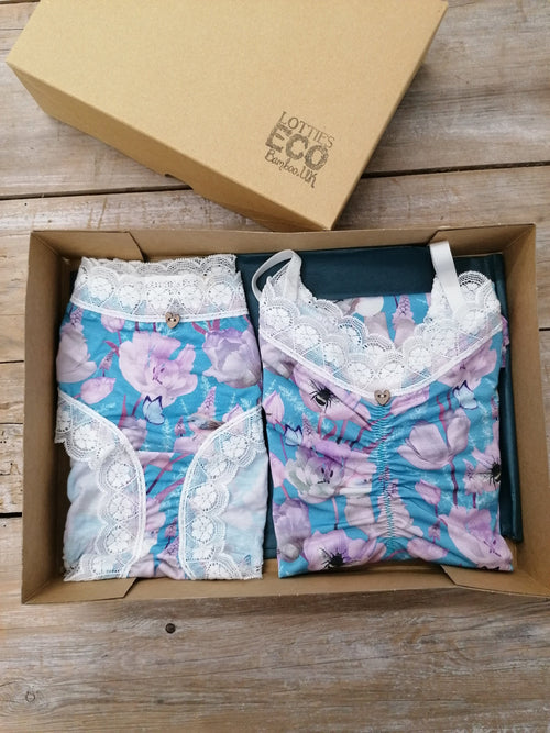 Lotties Eco Lingerie Bees Print (summer weight) Womens Bamboo Cami & Knicker Set