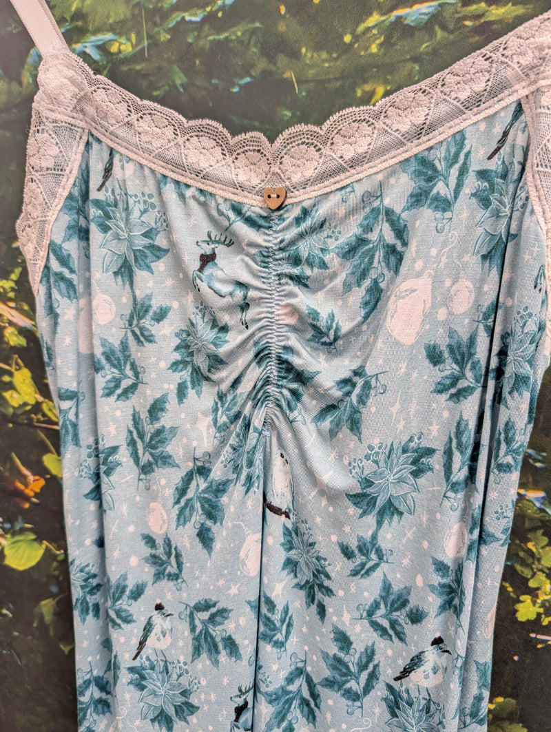 GYS Women's Bamboo Viscose Nightgown - Sleeveless V-Neck Sleep Dress, Capri Blue, Size M