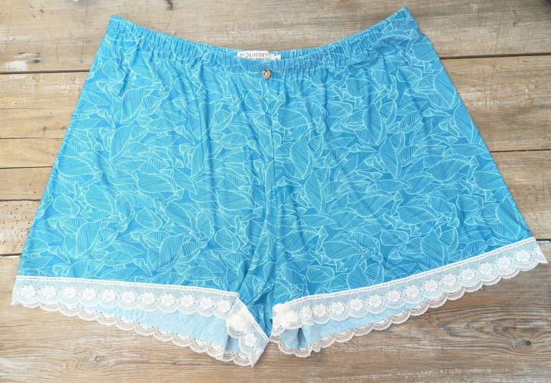 Lotties Eco Pajamas Aqua Leaf 190gm Womens Bamboo Nightshort
