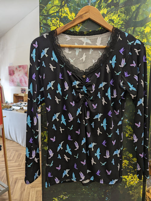Lotties Eco Shirts & Tops Watercolour (summer weight) Womens Bamboo PJ Lace Top