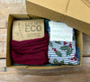 Lotties Eco Socks Burgundy Snood & holly socks Womens Giftbox Snood & Sock set