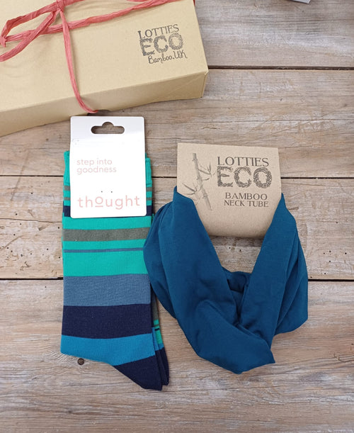 Lotties Eco Socks Emerald Snood & Stripe Socks Mens Giftbox Snood & Sock set