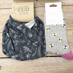 Lotties Eco Socks Green Spruce & Bee Socks Womens Giftbox Snood & Sock set