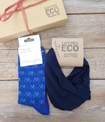 Lotties Eco Socks Navy Snood & Bike Socks Mens Giftbox Snood & Sock set