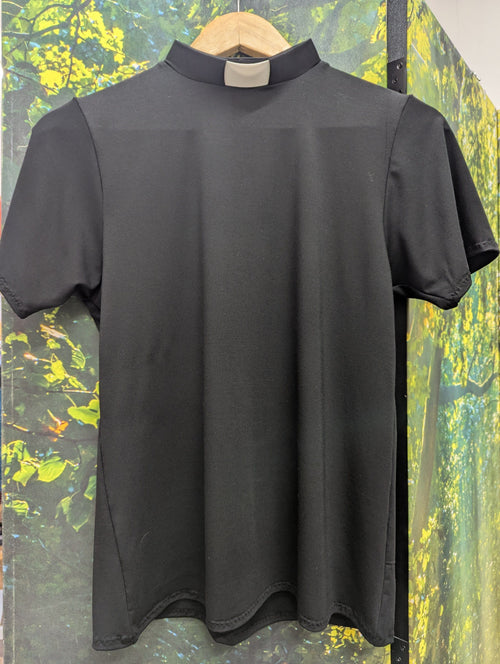 Lotties Eco T-shirt Black 260gm / Small (8-10) 14"collar BASIC Womens Bamboo Clergy T-shirt