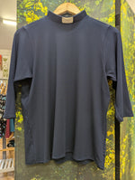 Lotties Eco T-shirt Navy 260gm / Small (8-10) 14"collar BASIC Womens Bamboo Clergy 3/4 sleeved Top