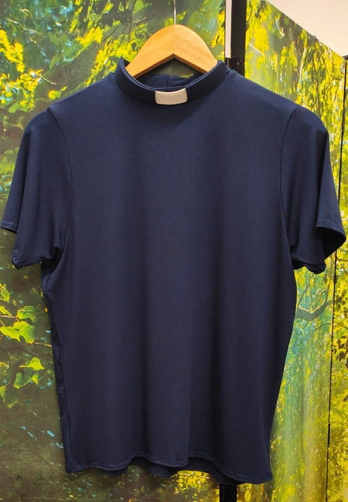 Lotties Eco T-shirt Navy 260gm / Small (8-10) 14"collar BASIC Womens Bamboo Clergy T-shirt