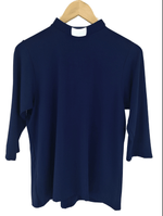 Lotties Eco T-shirt Navy / Small (8-10) 14"collar BASIC Womens Bamboo Clergy 3/4 sleeved Top