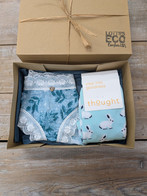 Lotties Eco Underwear Ice Animals & Rabbit socks Giftbox Womens Bamboo Knicker & Sock Box
