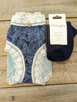 Lotties Eco Underwear Leaf Knicker & navy trainer socks Giftbox Womens Bamboo Knicker & Sock Box