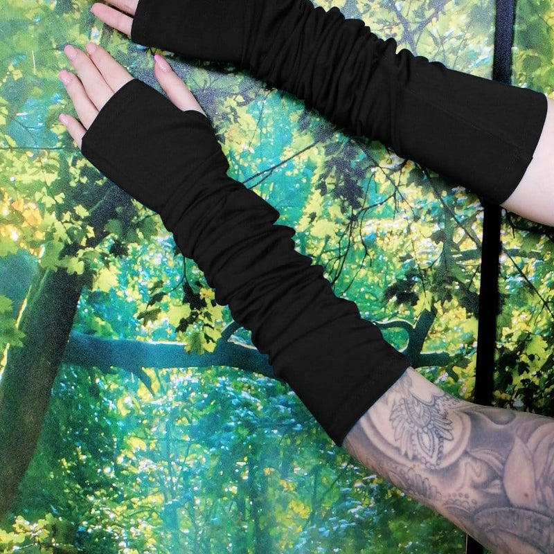 Lotties Eco Wrist Warmers Black / Standard - Small/Medium Bamboo Long Fingerless Gloves