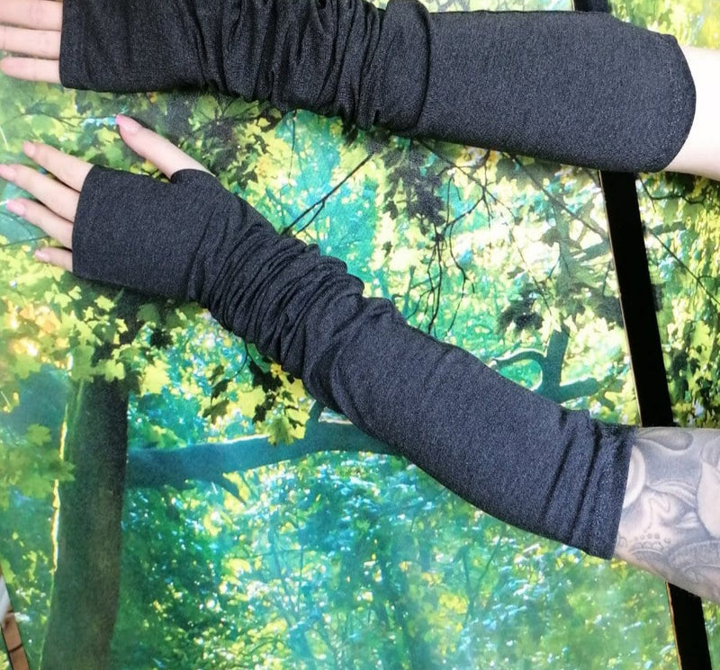Lotties Eco Wrist Warmers Charcoal / Standard - Small/Medium Bamboo Long Fingerless Gloves