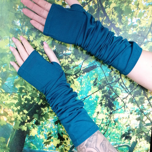 Lotties Eco Wrist Warmers Emerald / Standard - Small/Medium Bamboo Fingerless Gloves
