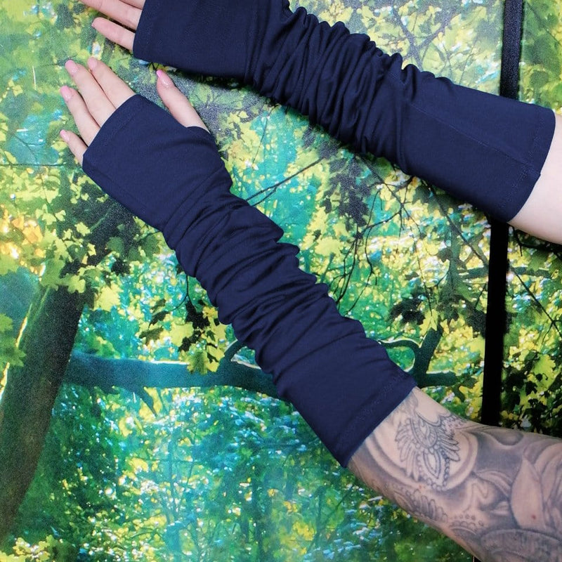 Lotties Eco Wrist Warmers Navy / Standard - Small/Medium Bamboo Long Fingerless Gloves
