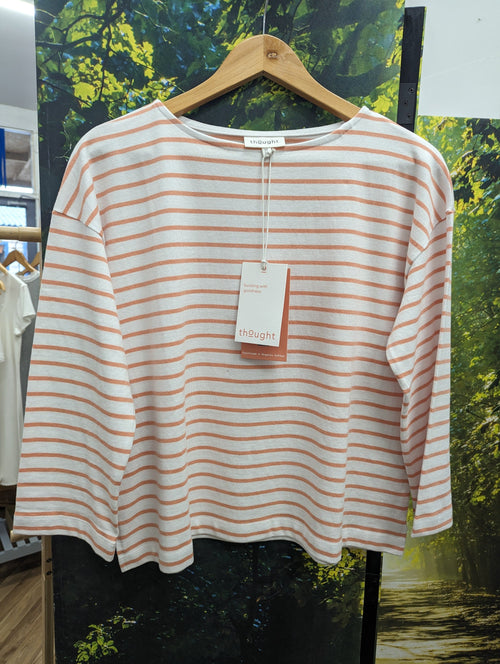 Thought Shirts & Tops Thought Fairtrade Organic Cotton Breton Top Coral 10/12/14/16/18