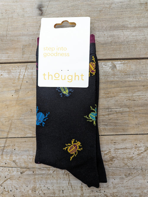Thought Socks Men's Thought Bamboo black bug Sock UK 7-11