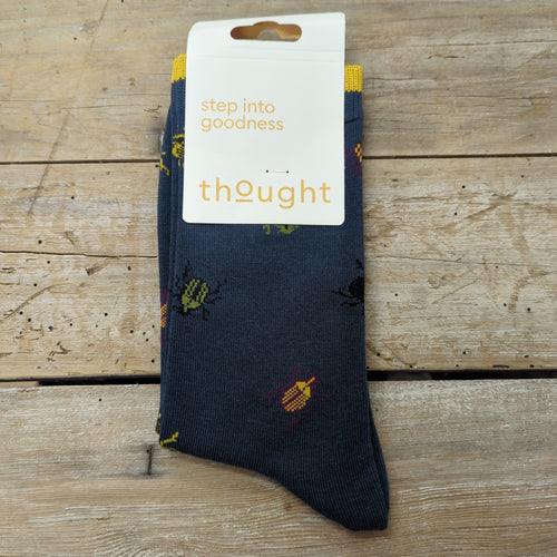 Thought Socks Men's Thought Bamboo blue bug Sock UK 7-11