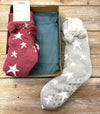 Thought Socks Rose Red & Silver Stars Women's Giftbox 2pk Thought Cosy Cabin Socks UK 4-7
