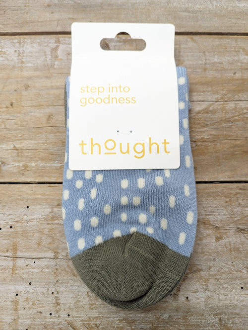 Thought Socks Women's Ankle Trainer Sock blue dot UK 4-7