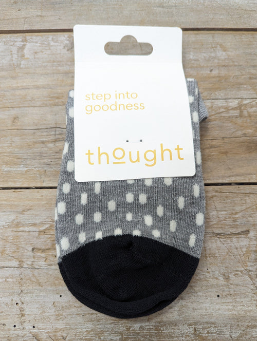 Thought Socks Women's Ankle Trainer Sock Grey dot UK 4-7