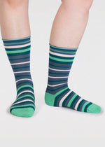 Thought Socks Women's Thought Bamboo Aqua Stripe Socks UK 4-7