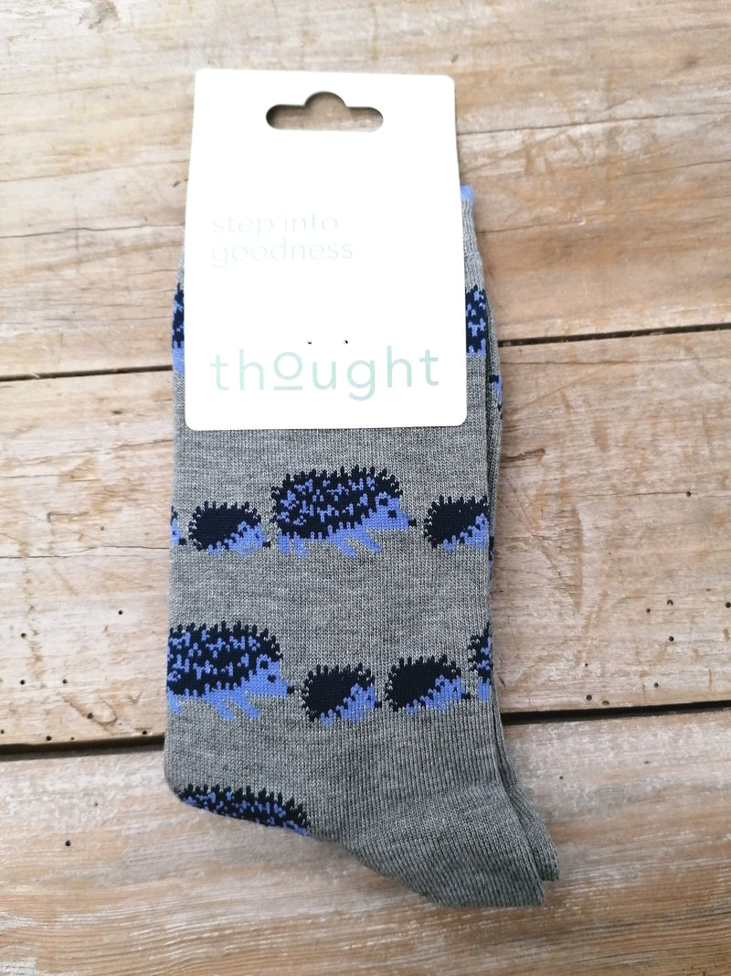 Thought Socks Women's Thought Bamboo Grey Hedgehog Socks UK 4-7