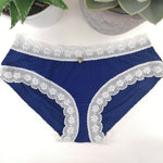 All the colours Knickers Royal Blue & White Lace Hipster Bamboo Knickers