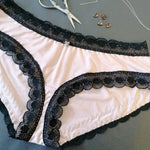 Lotties Eco Knickers Blush & Black Lace Hipster Bamboo Knickers