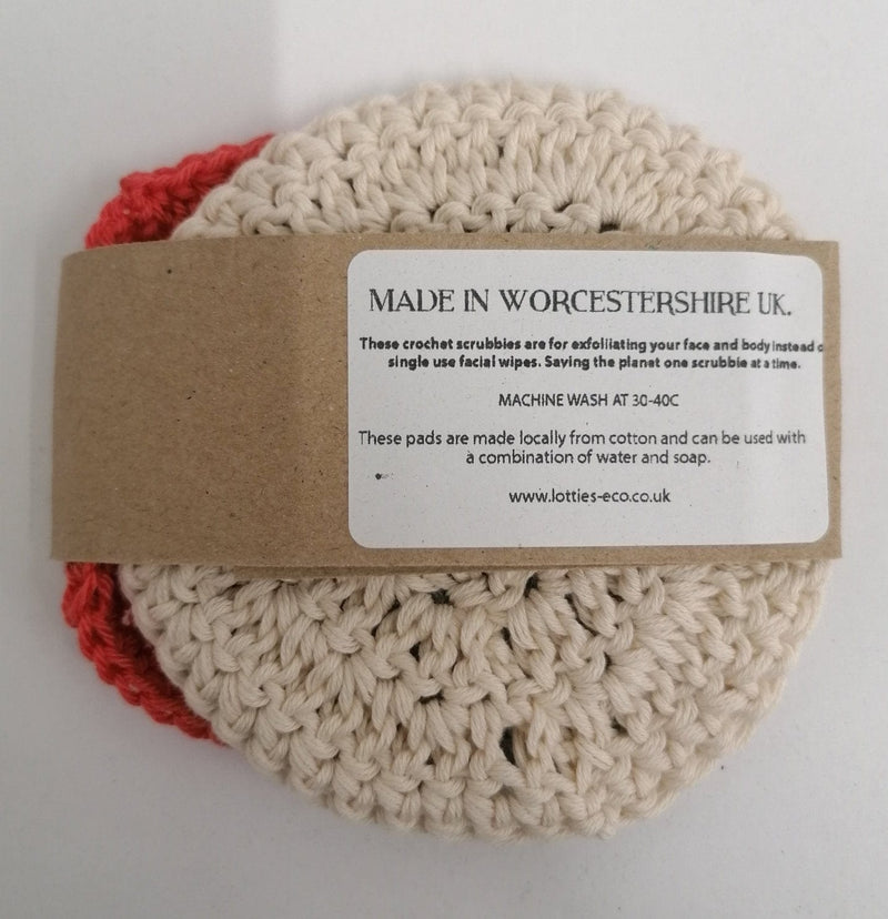 Lotties Eco Reusable wipes 3pk Crochet Scrubby