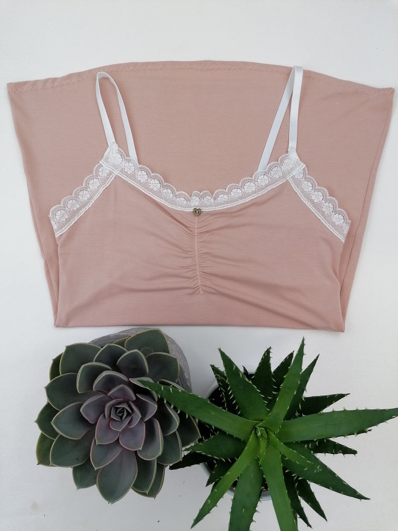 Victoria Bamboo Crop Top with Lace Trim (3005)
