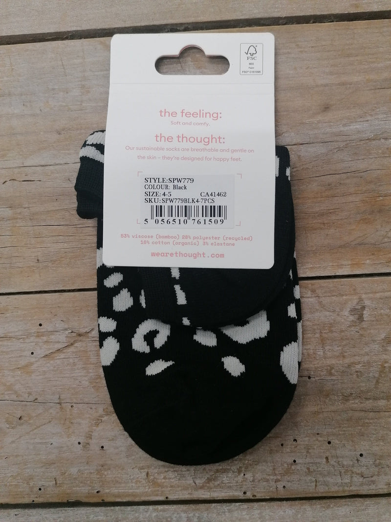 Thought Socks Women's Ankle Trainer sock black animal